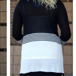 Black and cream striped cardigan